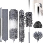 Lot de 7 plumeaux t�lescopiques lavables en microfibre avec balai d'angle flexible - d�poussi�reur - ...