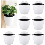 Lot de 7 pots de fleurs suspendus  arrosage automatique 13cm pots de plantes interieur en plastique ...