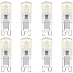 Lot de 8 ampoules led g9, g9 led 220 v blanc naturel 4000 k 3 w �quivalent halog�ne 30 w [classe �nerg�tique ...