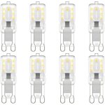 Lot de 8 ampoules led g9, g9 led 220 v blanc naturel 4000 k 3 w �quivalent halog�ne 30 w [classe �nerg�tique ...