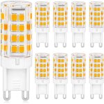 Lot de 8 ampoules led g9 5w, �quivalent 50w halog�ne, ampoule led g9 blanc chaud 3000k, base en c�ramique, ...