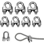 Lot de 8 attaches de c�ble en acier inoxydable - en forme de u m6, finition - pour cl�tures de jardin, ...