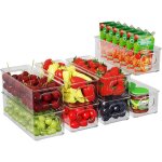 Lot de 8 bo�tes de rangement frigo transparent, bo�te de conservation des aliments avec poign�es, bacs ...