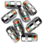 Lot de 8 bouchons de valve avec indicateur de pression des pneus de voiture 3 co