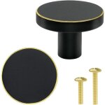 Lot de 8 boutons en laiton massif pour porte d'armoire - poign�es noires de tiroir - boutons ronds de ...