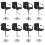 Lot de 8 chaises de bar avec accoudoirs pivotantes et réglables en hauteur 86. 5 cm - 107. 5cm noir Lot de 8 chaises de bar avec accoudoirs pivotantes et réglables en hauteur 86. 5 cm - 107. 5cm noir