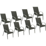 Happy garden - lot de 8 chaises marbella en textilne gris - aluminium gris