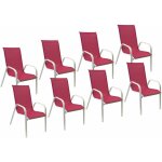 Happy garden - lot de 8 chaises marbella en textil�ne rose - aluminium blanc