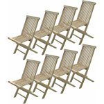 C&l jardin - lot de 8 chaises pliantes jalang en teck brut