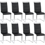 Lot de 8 chaises de salle  manger pitement chrom revtement synthtique noir et blanc