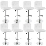 Lot de 8 chaise tabouret de bar hauteur 55 - 75cm blanc pivotant coussin �pais et confortable pour bar ...