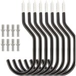 Lot de 8 crochets plafond de v�lo en acier crochets de rangement mural pour garage abri jardin noir