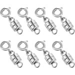 Lot de 8 fermoirs magn�tiques argent�s pour colliers, bracelets de cheville (2 cm)
