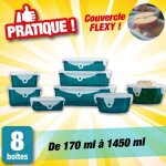 Organize - lot de 8 flexy - boites, malin, la boite  couvercle silicone souple