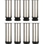 Lot de 8 pieds de meubles r�glables en acier inoxydable bross�, hauteur totale 150 - 165 mm, 15 cm, pieds ...