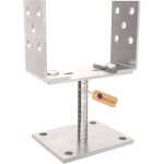 Lot de 8 pied de poteau en u r�glable 100 x 100 mm 0?160 mm ? zinc �lectroplaqu� ? �querres m�talliques ...