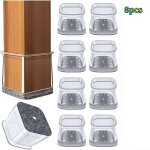 Lot de 8 protge - pieds carrs en silicone gris (2, 25 x 2, 25 x 3 cm), transparents pour parquet et ...