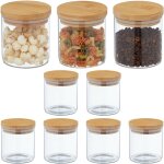 Lot de 9 bocaux en verre, petits pots avec couvercle bambou, 500 ml, hermtique, transparent / nature ...