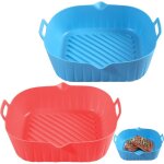 Lot de casseroles en silicone pour friteuse � air, panier carr� en silicone de 8 pouces pour friteuse ...