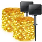 Lot de deux guirlandes lumineuses solaires d'extrieur, 20 mtres, 160 led, tanches, 8 modes de dcoration, ...