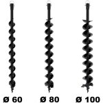 Lot de mèches semi - professionnelles Ø 60 + 80 + 100 mm pour tarière thermique Lot de mèches semi - professionnelles Ø 60 + 80 + 100 mm pour tarière thermique