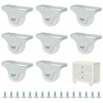 Lot de mini - roulettes de 25 mm en caoutchouc et plastique fix�es dans un �crin pivotant en m�tal - ...