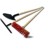 Lot rateau + pelle ronde + balai de cantonnier pvc 32 cm manche en bois - quantit x 1 - lot rateau + ...