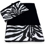 Lot de serviettes 1 + 1 visage et �ponge invit� zebra blanc noir