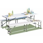 Lot table pliante 8 personnes blanche + 2 bancs 4 pers Lot table pliante 8 personnes blanche + 2 bancs 4 pers