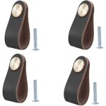 Lot de 4 poign�e meuble cuir, bouton de portes placard poignee cuir bouton de tiroir, poignee de meuble ...