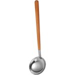 Louche soupe inox 304 manche bois long, r�sistante, usage maison / restauration, compacte et pratique ...