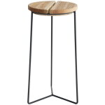 Sellette industrielle haute fer rond plateau bois 40x37 cm Sellette industrielle haute fer rond plateau bois 40x37 cm