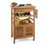 Klarstein - louisiana chariot de service cuisine trolley 4 tages bambou
