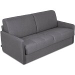 Deco in paris - canap convertible 3 places louna slim en tissu gris fonc