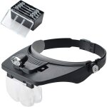 Harry - loupe bandeau avec 2 lumières led, casque mains libres monté sur la tête avec 4 lentilles amovibles ... Harry - loupe bandeau avec 2 lumières led, casque mains libres monté sur la tête avec 4 lentilles amovibles ...