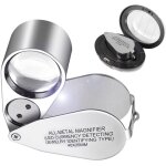 Loupe bijoutier 40x, loupe de poche en acier inoxydable pour diamants, bijoux, pices de monnaie, timbres, ...