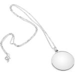 Loupe avec la cha�ne, alaij de zinc / verre, 5x, diam�tre 4. 2 cm, longueur 45 cm, en argent, de style ...