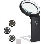 Loupe eclairante, loupe  main sur pied 6x 25x avec lumire 8 led, lampe loupe  intensit variable, ...