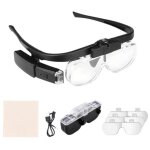 Loupe grossissante avec 2 lumiere led r�glables, empilables, 3 lunette loupe femme homme, 6 combinaisons ...