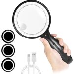 Loupe de lecture, 60x 30x 33led loupe grossissante avec lumi�re, usb rechargeable loupe led, 3 modes ...