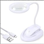 Loupe avec lumire, lampe grossissante 5x 10x avec support et pince, lampe grossissante de bureau rechargeable ...