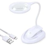 Loupe avec lumi�re, lampe grossissante 5x 10x avec support et pince, lampe grossissante de bureau rechargeable ...
