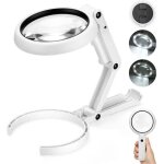 Loupe � main, xu, 5x 11x loupe de table avec support pliable, pour bureau, bijoux, journaux, lecture, ...
