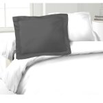 Lovely home - lot de 2 taies d'oreillers 100% coton 50x70 cm - gris fonc
