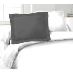 Lovely home - lot de 2 taies d'oreillers 100% coton 50x70 cm - gris fonc
