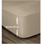 Lovely home drap housse 100% coton 180x200cm - bonnet 35cm - beige