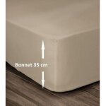 Lovely home drap housse 100% coton 180x200cm - bonnet 35cm - beige