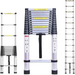 Lucn - escabeau pliant, �chelle t�lescopique, �chelle t�lescopique, pliable, en aluminium, charge maximale ...