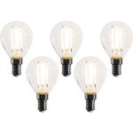Lot de 5 ampoule à filament led e14 à intensité variable g45 transparentes 4w 470 lm 2700k - luedd Lot de 5 ampoule à filament led e14 à intensité variable g45 transparentes 4w 470 lm 2700k - luedd