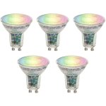 Luedd lot de 5 ampoule led gu10 50 intelligentes transparentes rgbw 4, 5w 350 lm 2700 - 6000k